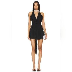 $132 NWT RUNAWAY THE LABEL Zelie Mini Dress In Black Size Large Revolve